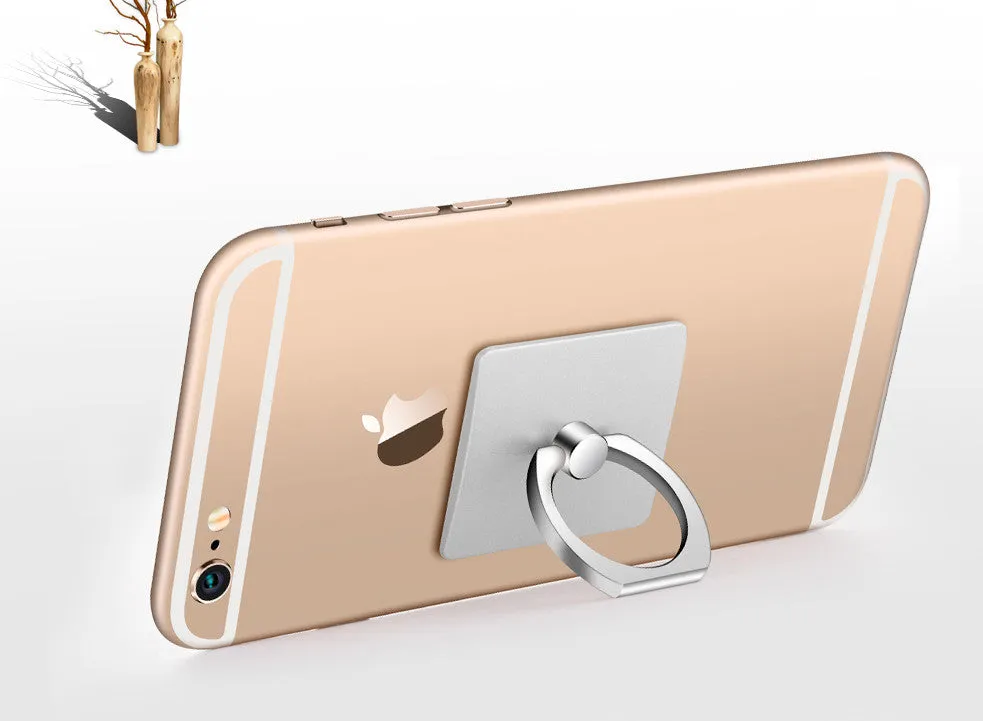 Portable Universal Metal Finger Ring Phone Holder - 360?? Rotating Bracket for iPhone Samsung, Silver
