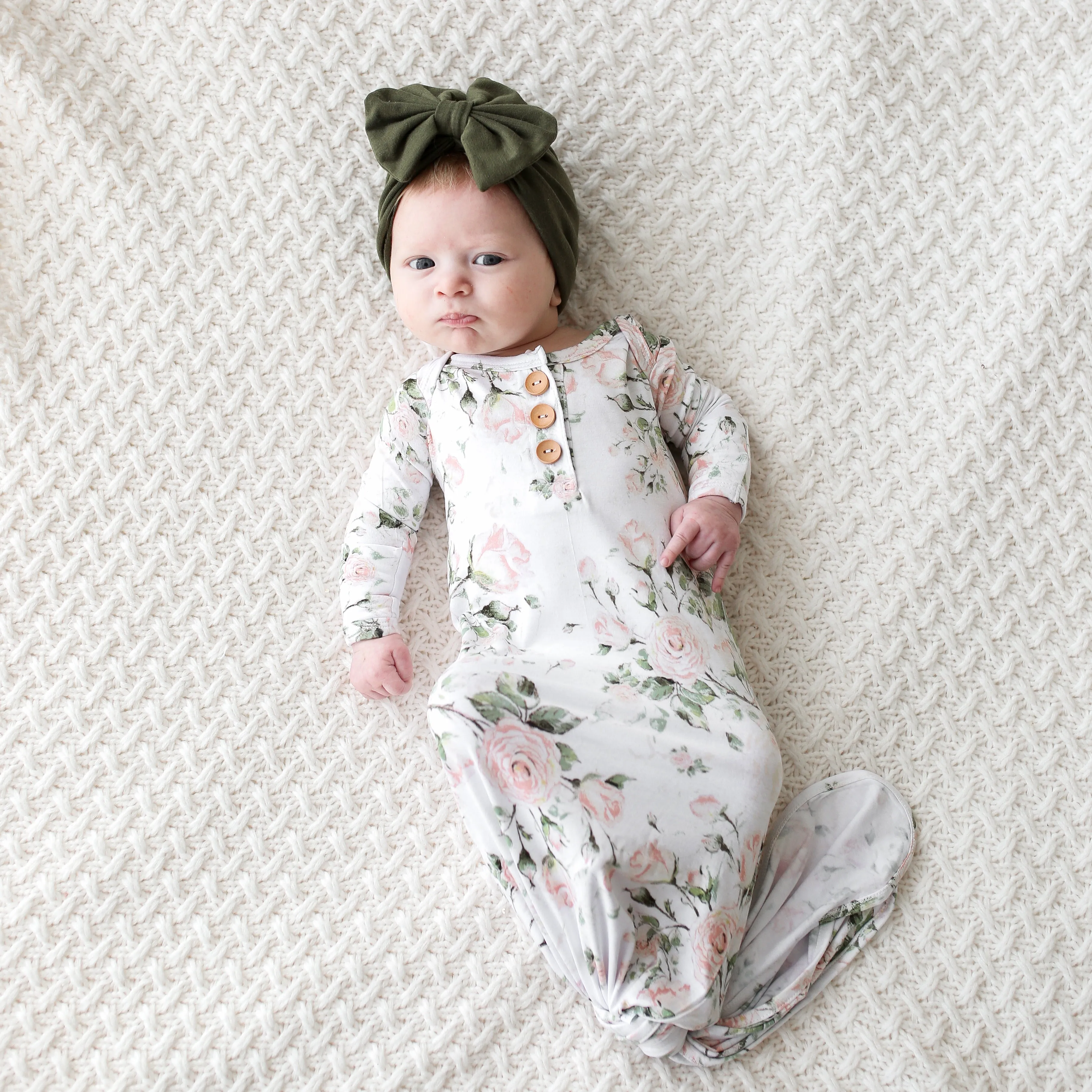 Posh Peanut Delilah Wood Button Knotted Gown