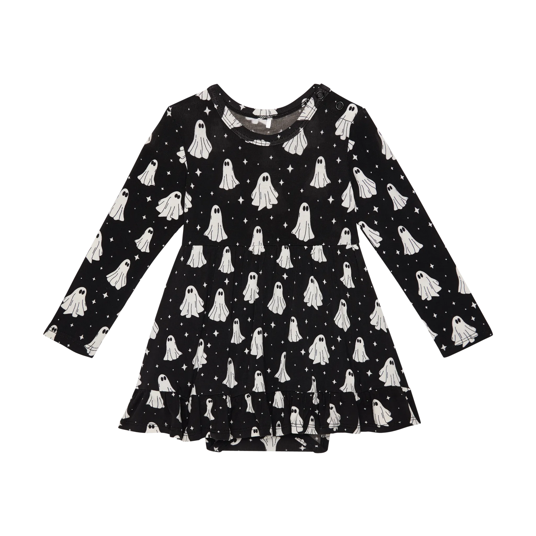 Posh Peanut Ghostly L/S Ruffled Bodysuit Dress