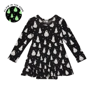 Posh Peanut Ghostly L/S Ruffled Bodysuit Dress