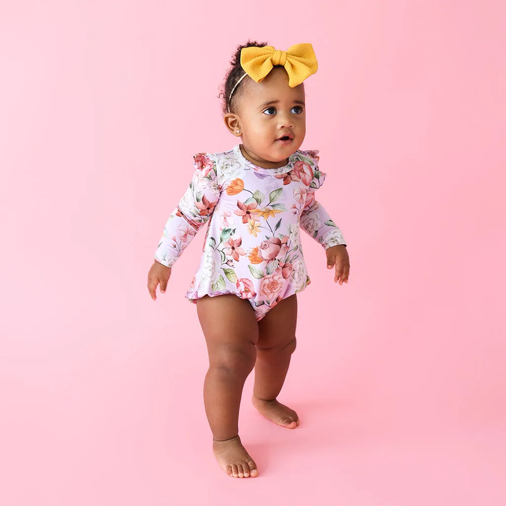 Posh Peanut Pari L/S Ruffled Bubble Romper