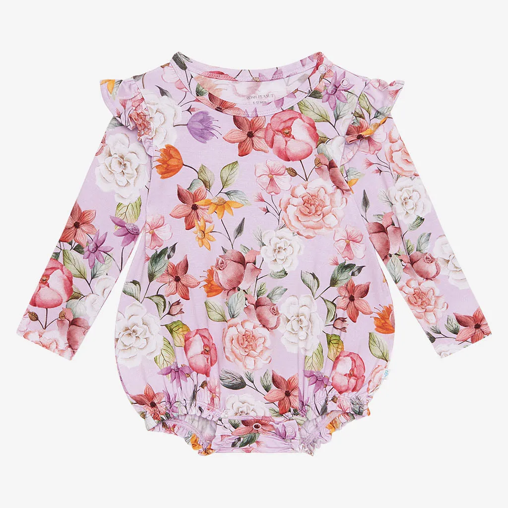 Posh Peanut Pari L/S Ruffled Bubble Romper