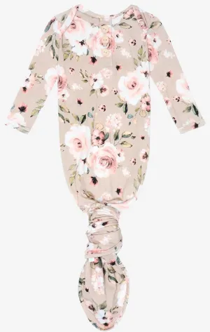Posh Peanut Sienna Floral Wood Button Knotted Gown