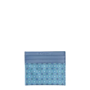 POWDER BLUE LEATHER AND SILK CREDIT CARD HOLDER