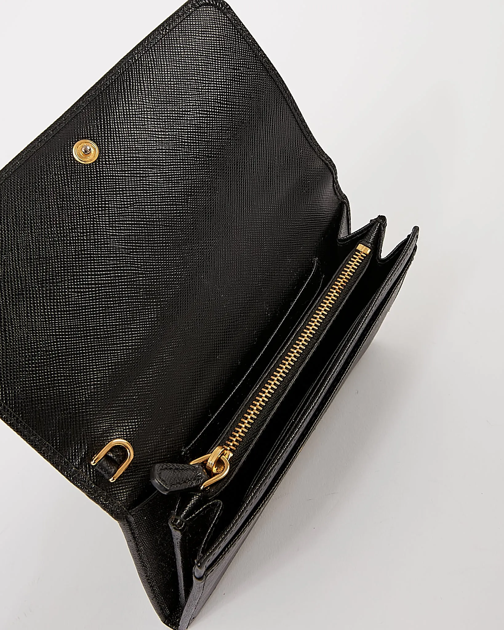Prada Black Saffiano Leather Flap Wallet