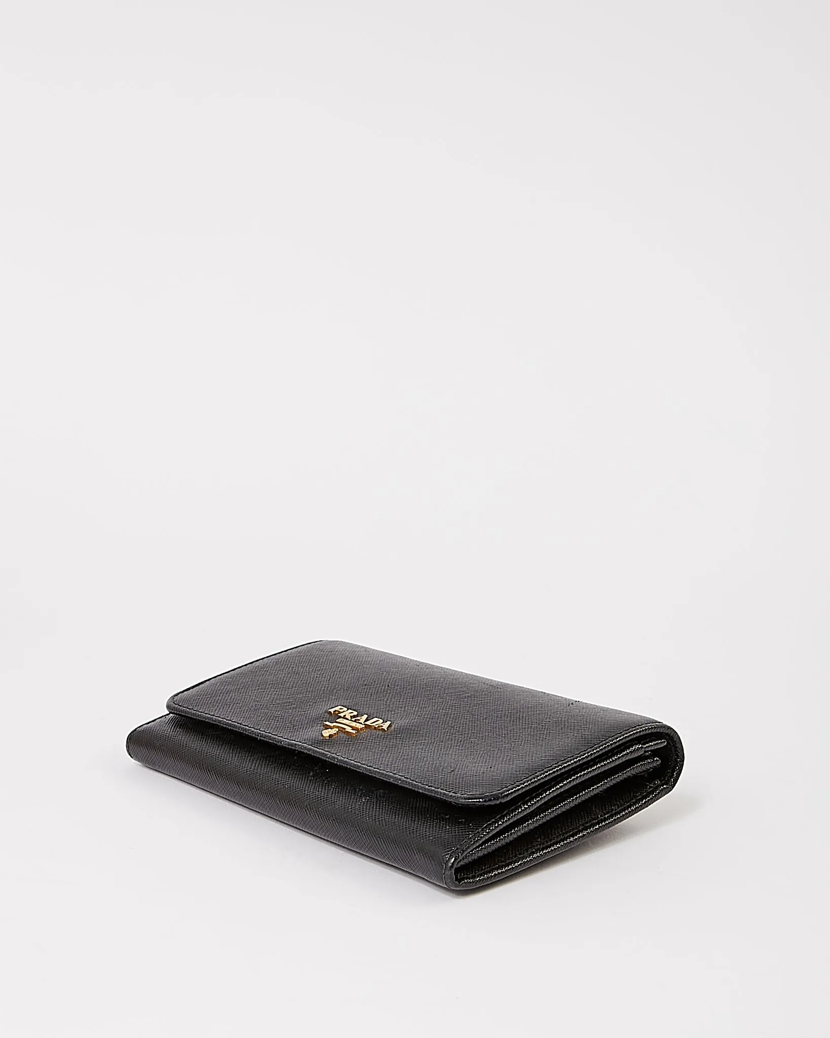 Prada Black Saffiano Leather Flap Wallet