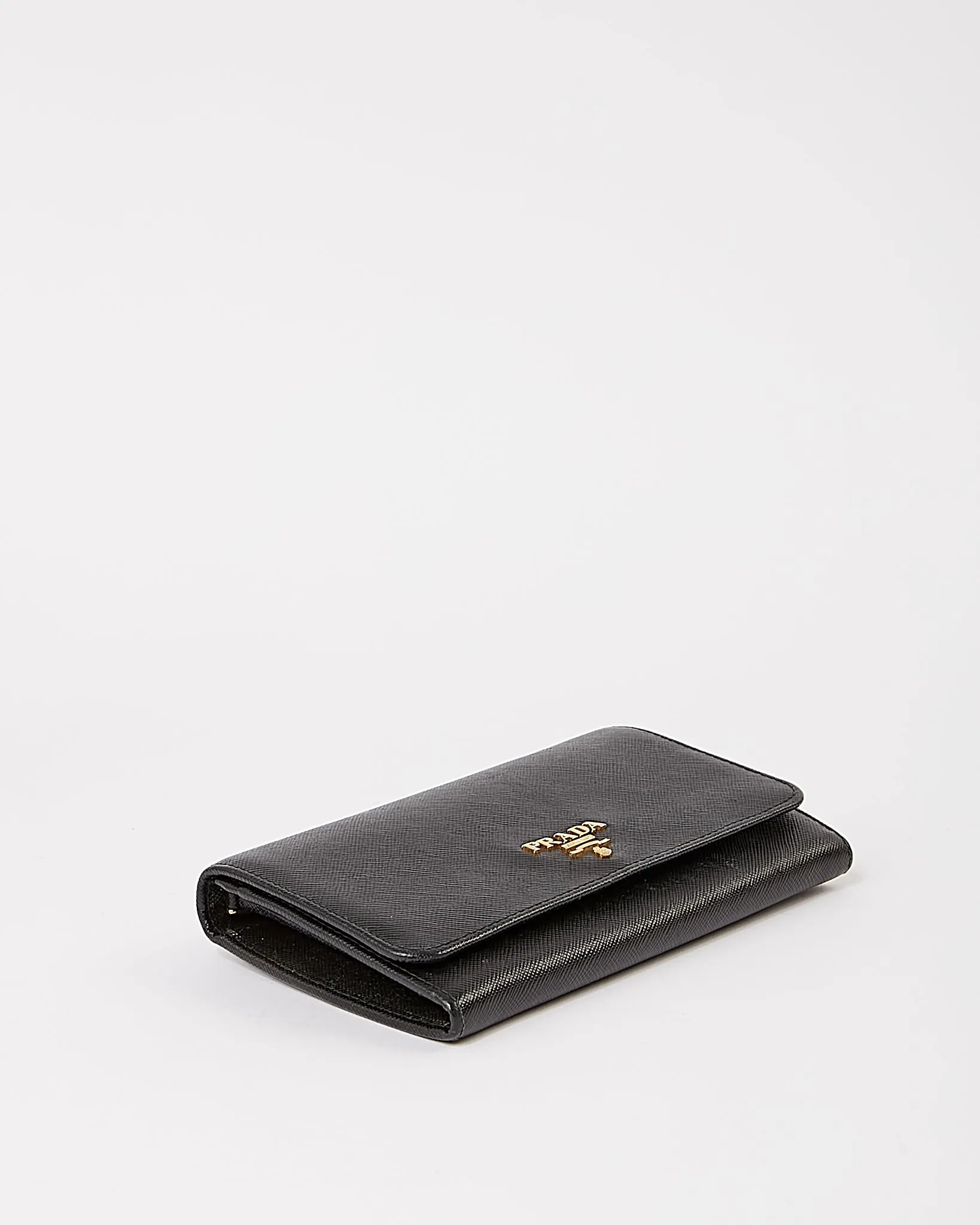 Prada Black Saffiano Leather Flap Wallet