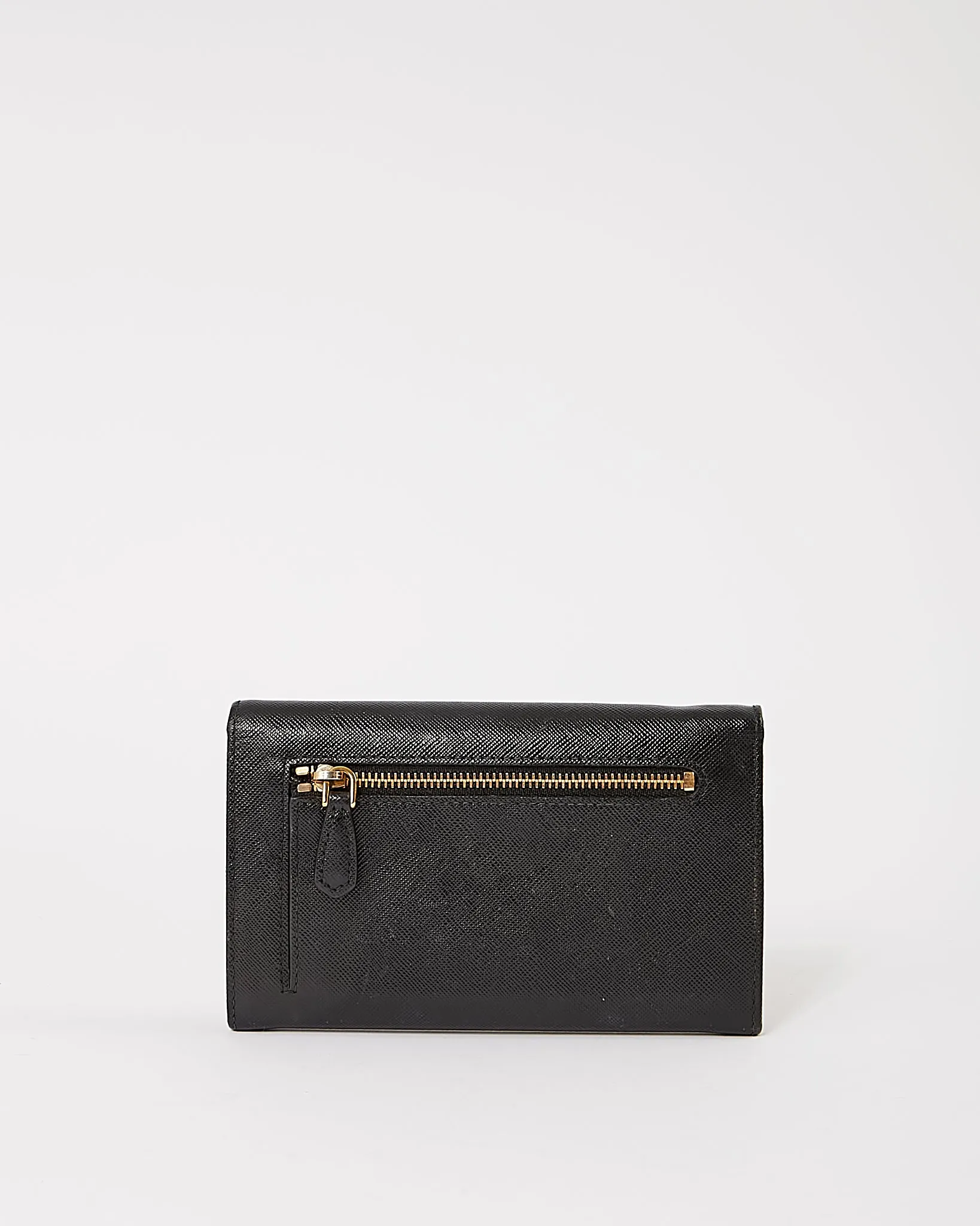 Prada Black Saffiano Leather Flap Wallet