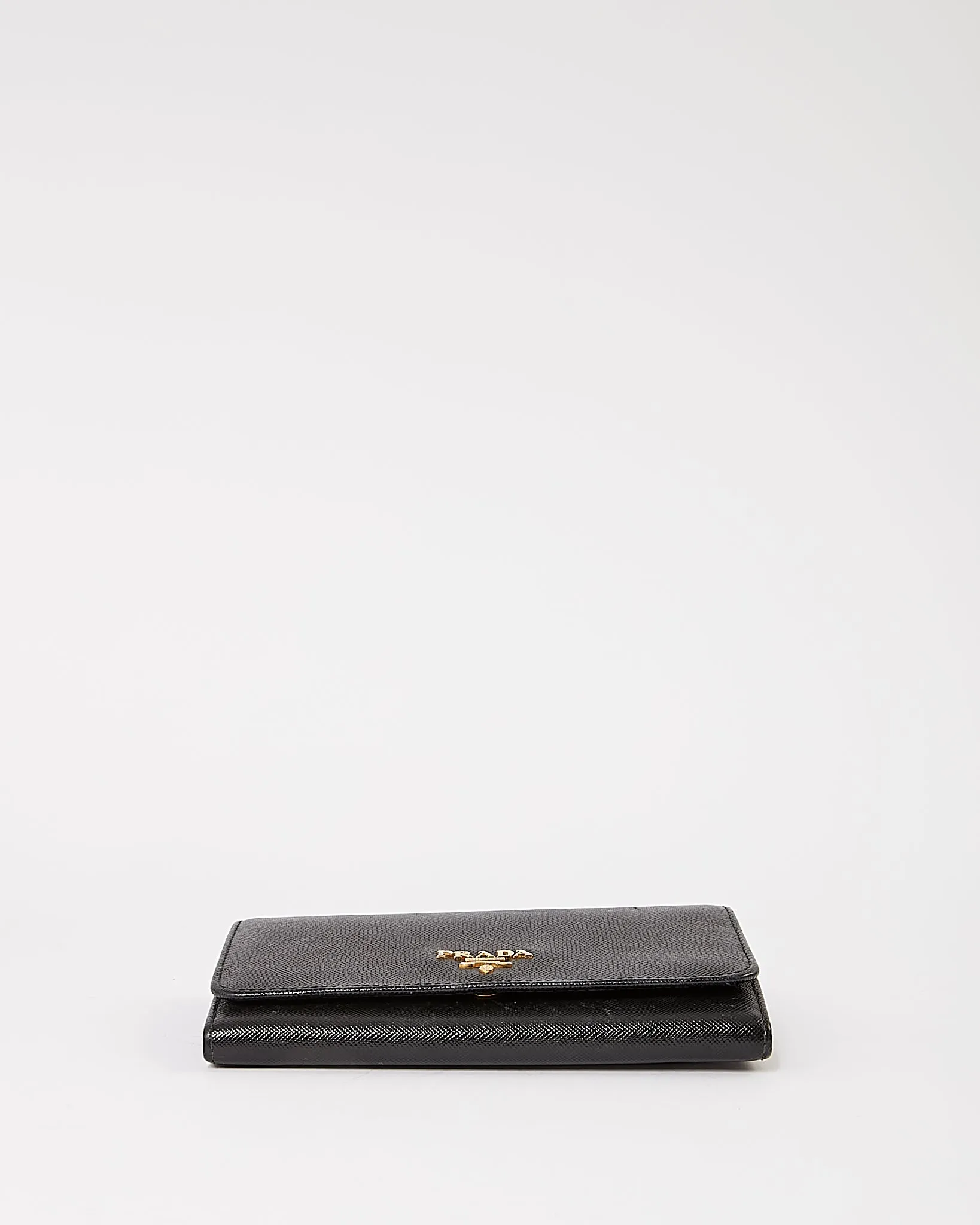 Prada Black Saffiano Leather Flap Wallet