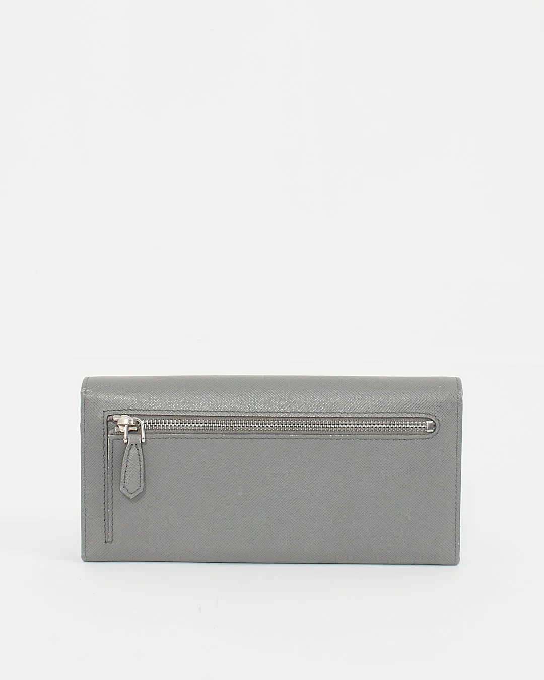 Prada Grey Saffiano Leather Wallet Continental Wallet