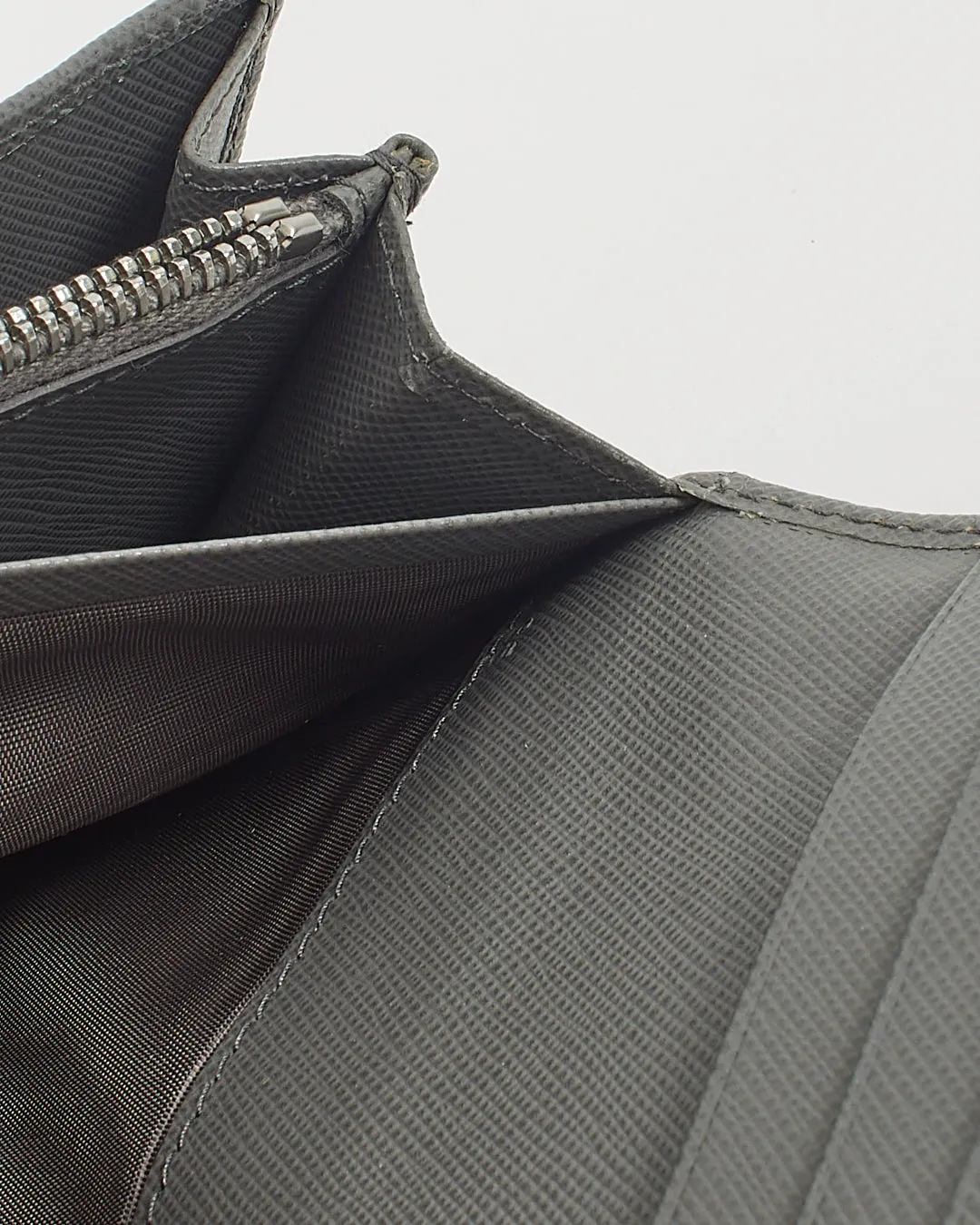 Prada Grey Saffiano Leather Wallet Continental Wallet