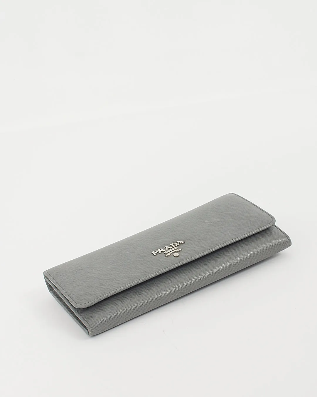 Prada Grey Saffiano Leather Wallet Continental Wallet