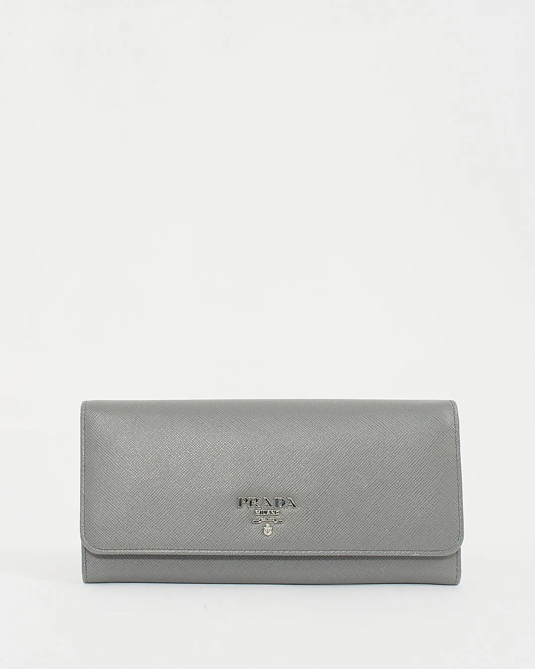 Prada Grey Saffiano Leather Wallet Continental Wallet