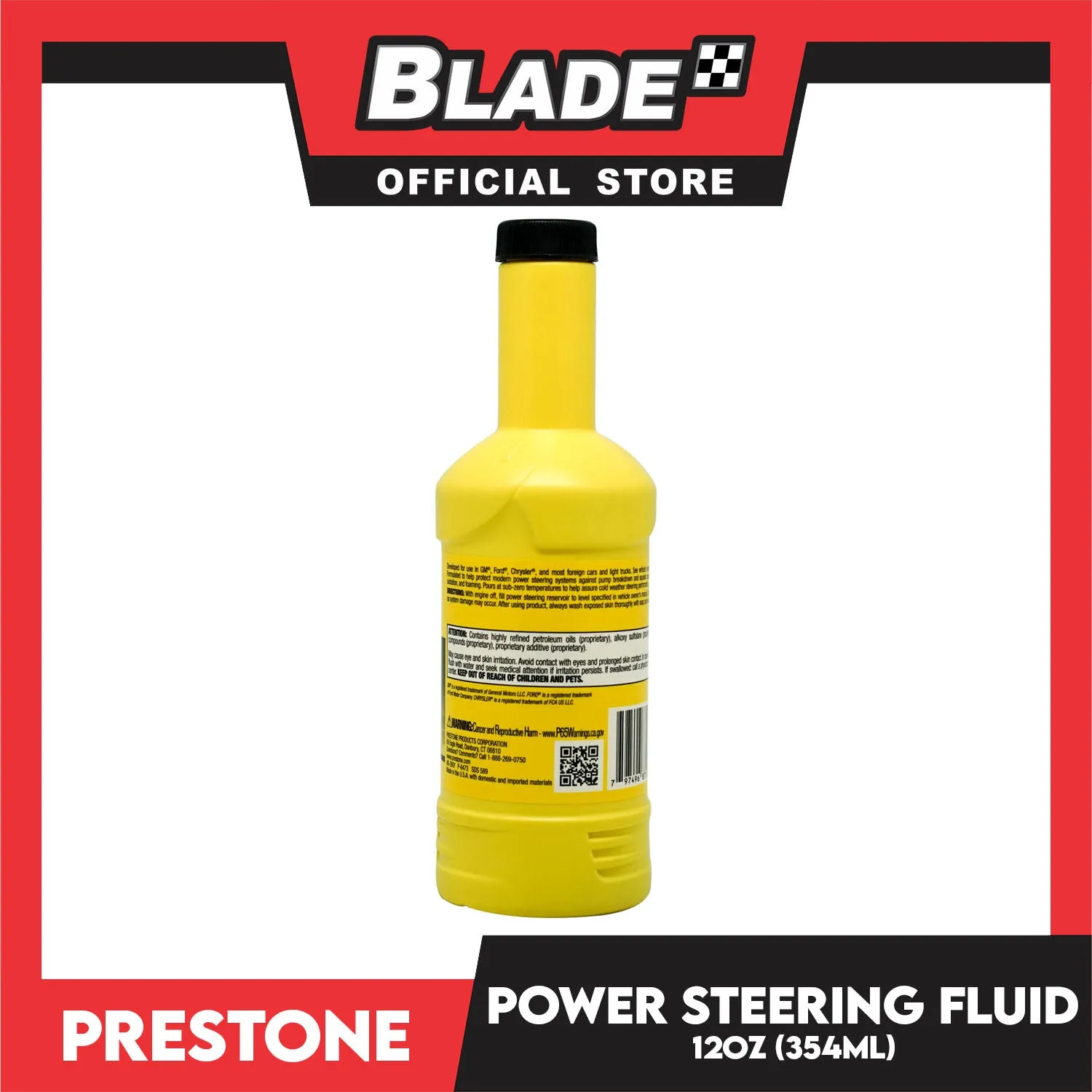 Prestone Power Steering Fluid AS-260Y 12oz (354ml) Anti Wear Additives Extended