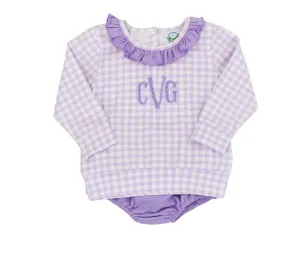 Purple Gingham Diaper Set