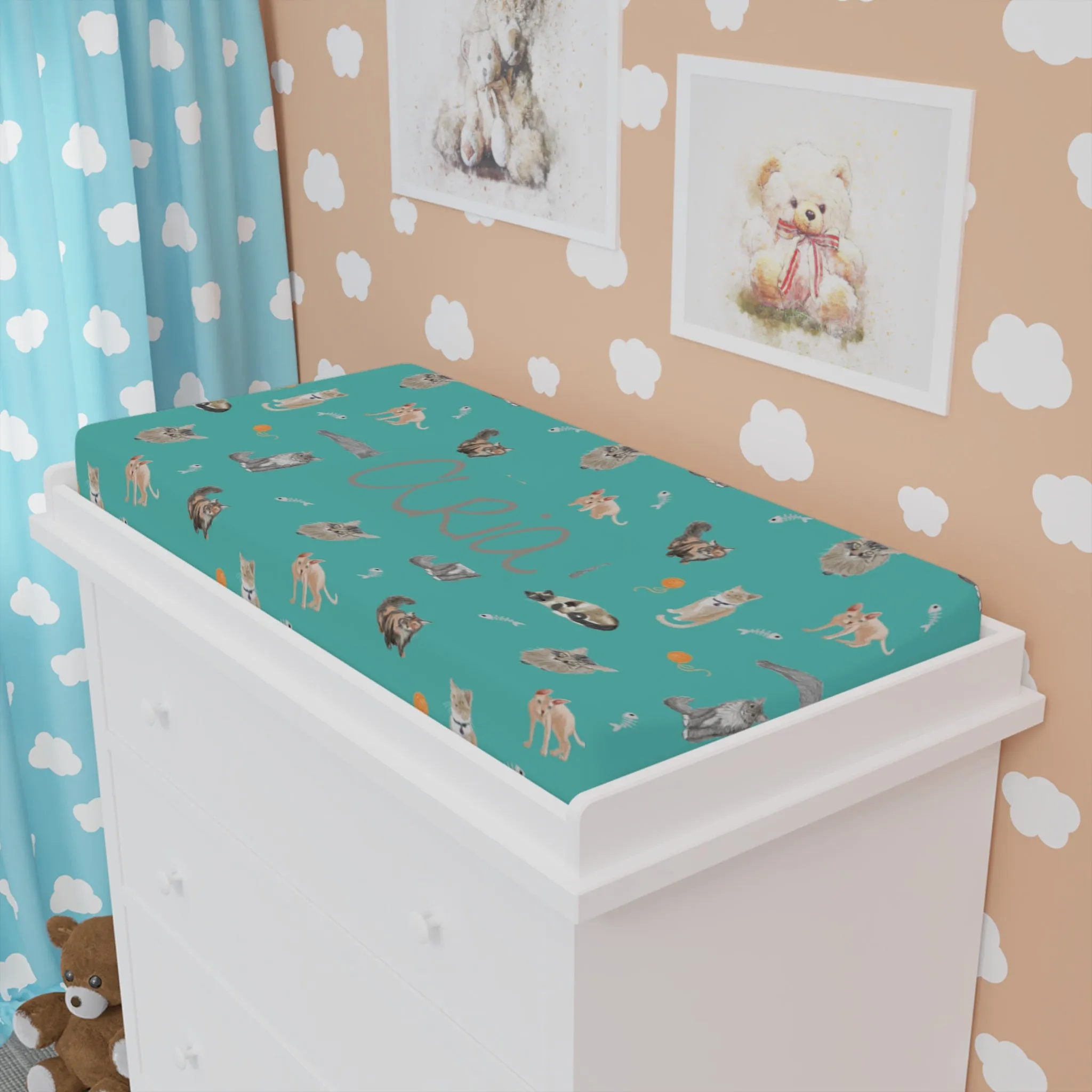 Purr-fectly Cozy Changing Pad Cover (INCLUDE CUSTOM NAME & FONT OPTION IN NOTES AT CHECKOUT)