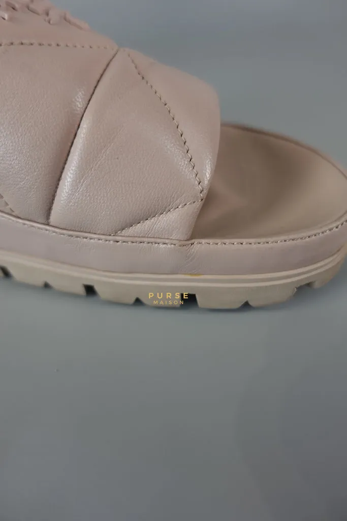 Quilted Nappa Leather Women's Slides in Beige Size 39 Eu (24.5 cm)