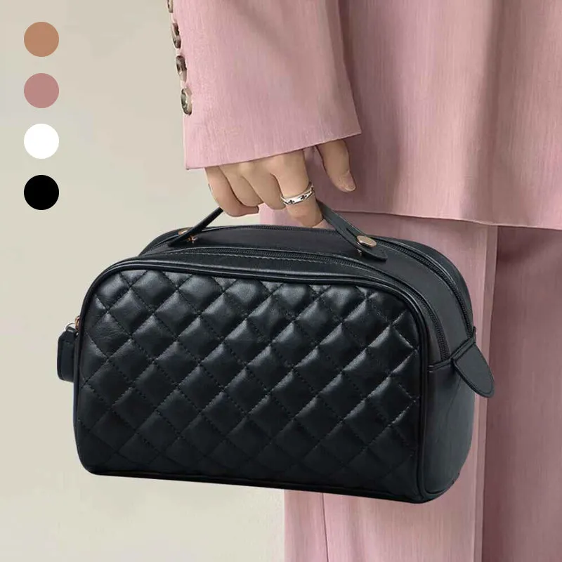 Quilted Plaid Cosmetic Bag