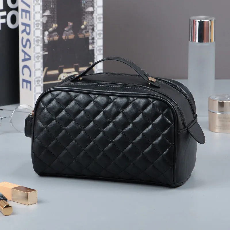 Quilted Plaid Cosmetic Bag