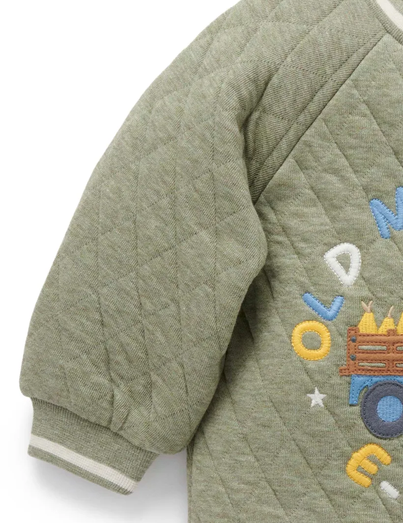 Quilted Windcheater - Olive Melange