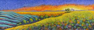 "COUNTRY SCHOOL" ORIGINAL PASTEL PAINTING/FRAMED