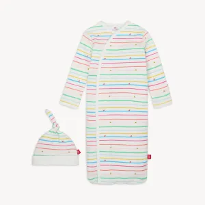 Rainbow Road organic cotton magnetic cozy sleeper gown   hat set (Copy)