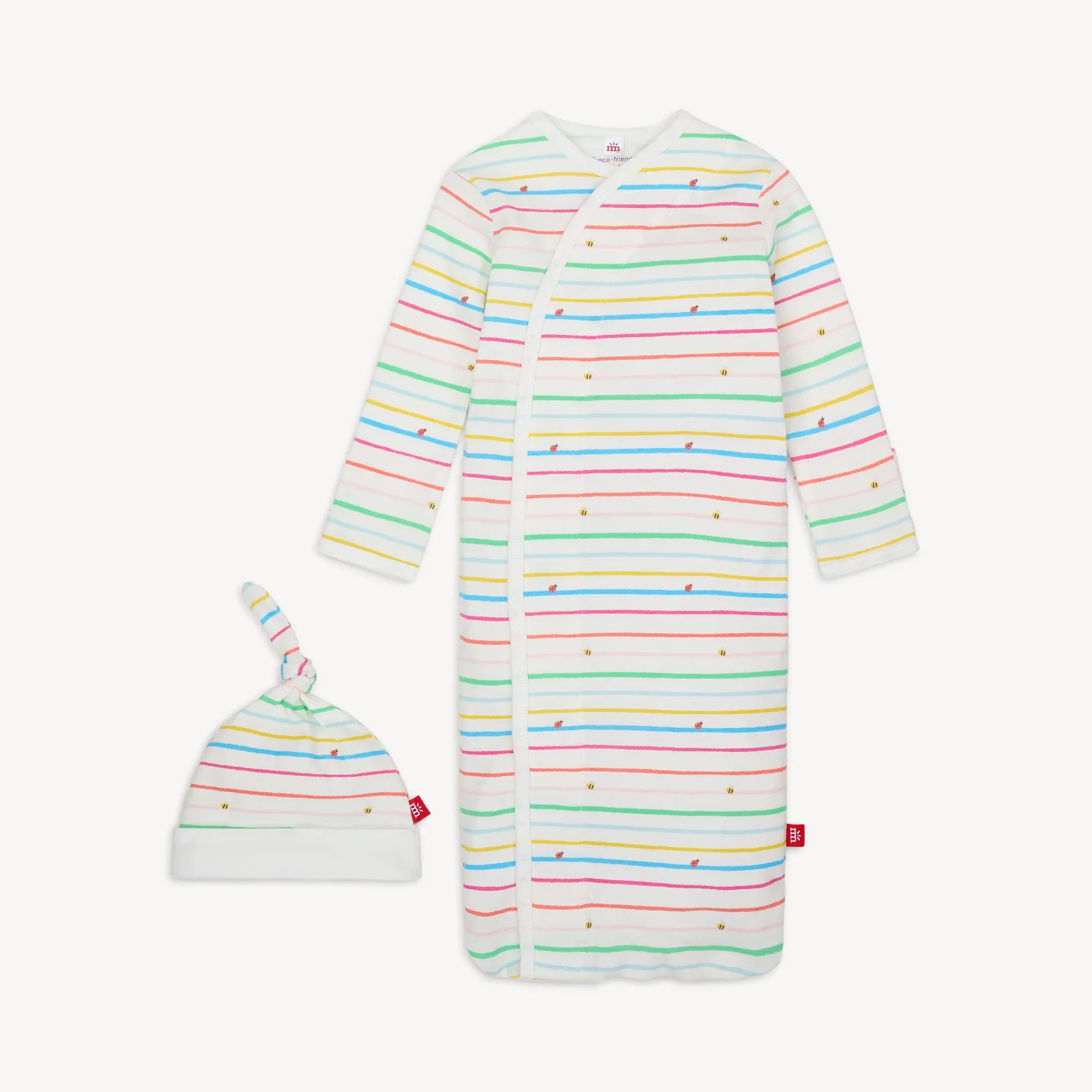Rainbow Road organic cotton magnetic cozy sleeper gown   hat set (Copy)