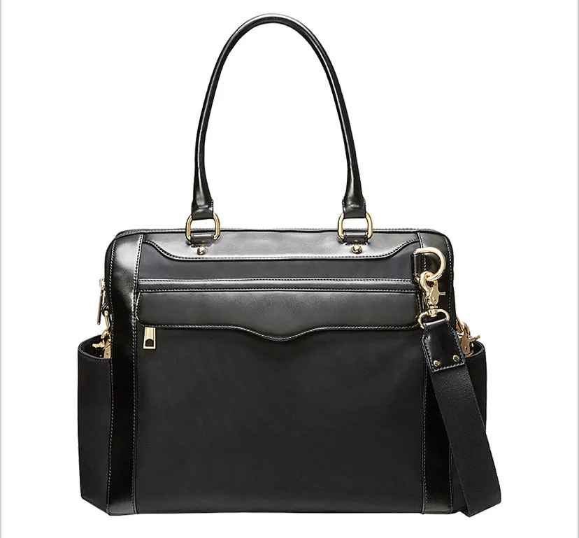 Rebecca Minkoff “Knocked Up” black nylon & leather diaper bag