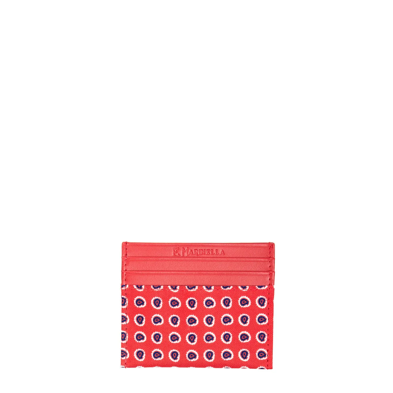 RED LEATHER AND SILK CREDIT CARD HOLDER