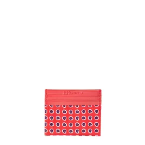 RED LEATHER AND SILK CREDIT CARD HOLDER