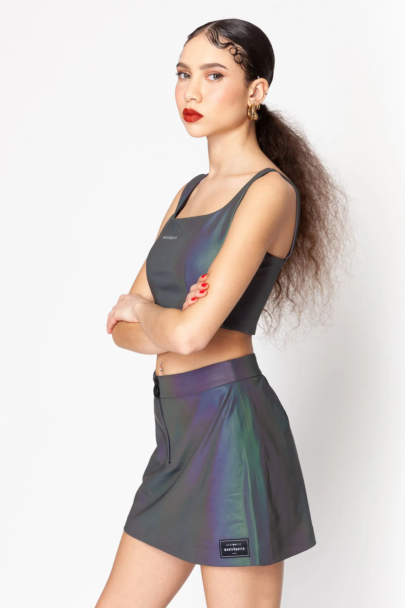 Reflective Half Zip Skirt