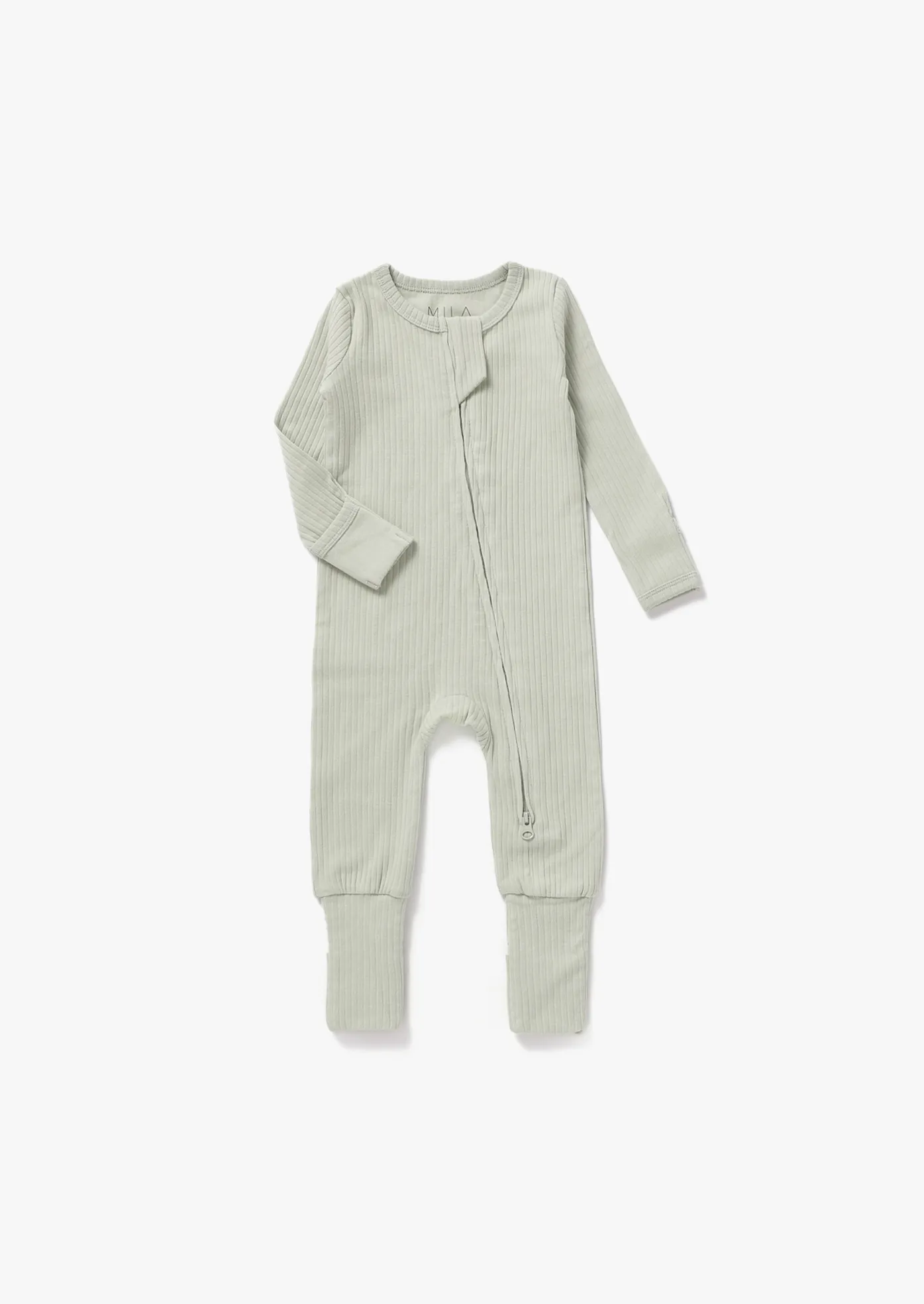 Ribbed Zipper Romper | Pistachio