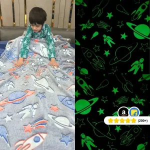 Rocket/Spaceship Glow in The Dark Blanket for Kids | 0-15 years