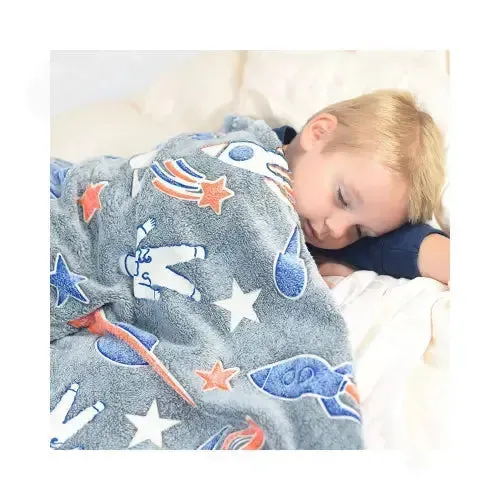 Rocket/Spaceship Glow in The Dark Blanket for Kids | 0-15 years