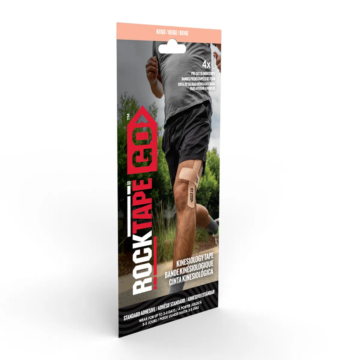 RockTape Go Fast Pack Kinesiology Tape - 5cm x 25cm Strips - Beige