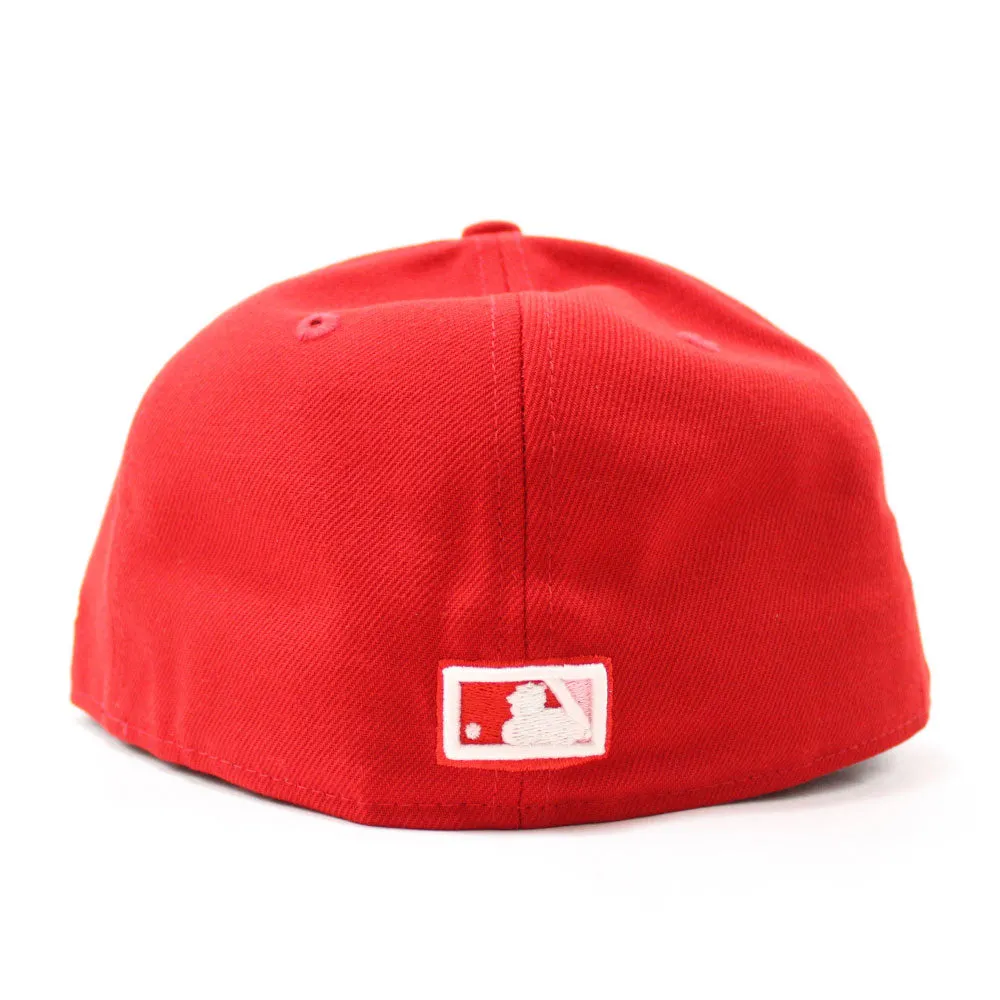 Rose New York Yankees Rose 1999 World Series 59Fifty New Era Fitted Hat (Glow in the Dark Red Pink Under Brim)