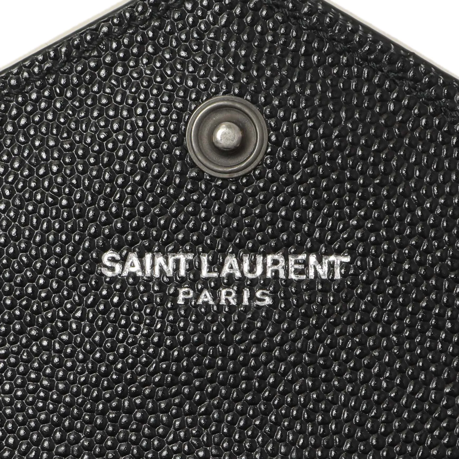 Saint Laurent Black Grain De Poudre Matelasse Chevron Monogram Envelope Wallet