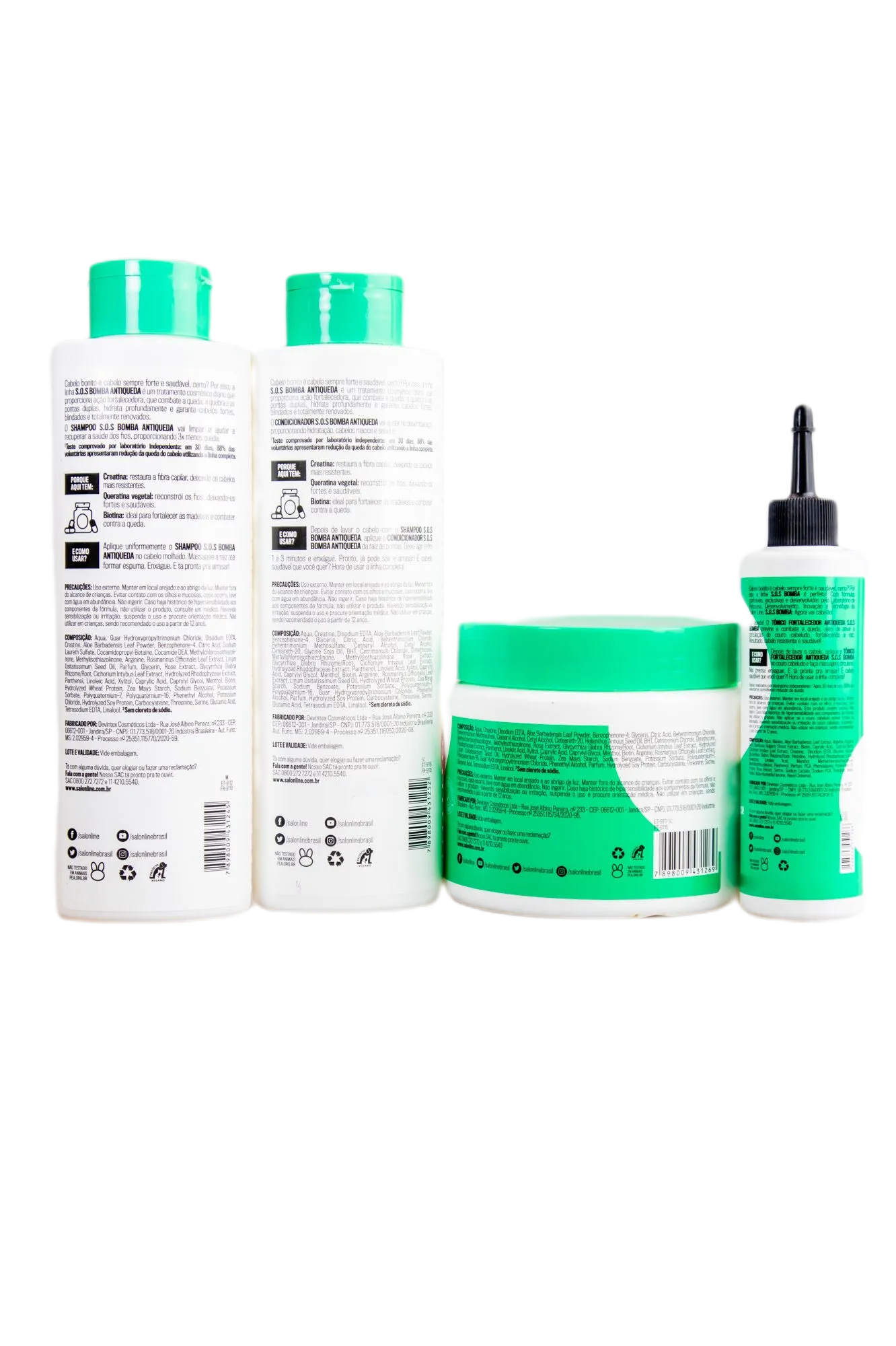 Salon Line SOS Bomba Anti Fall Vegan Strength Resistance Treatment 4 Products