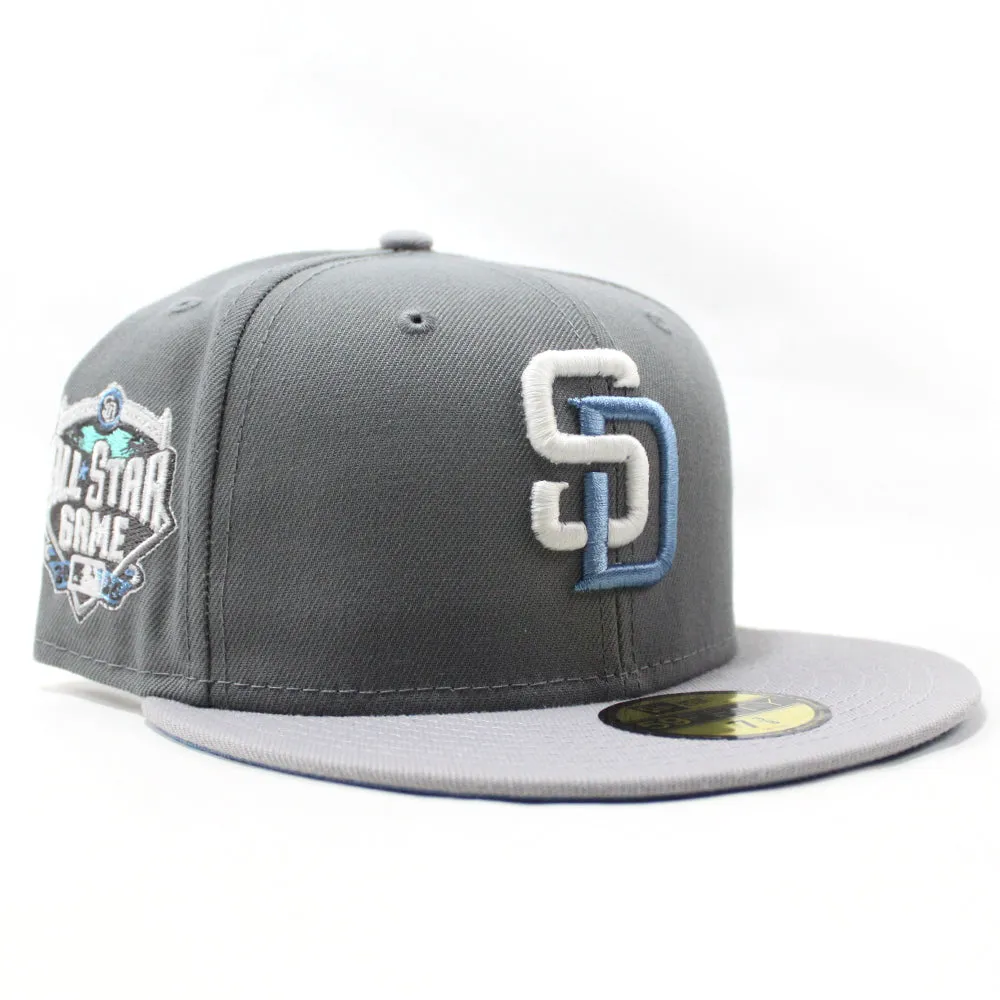 San Diego Padres 2016 All Star Game New Era Fitted 59Fifty Hat (GITD Storm Gray Light Gray Sky Blue Under Brim)
