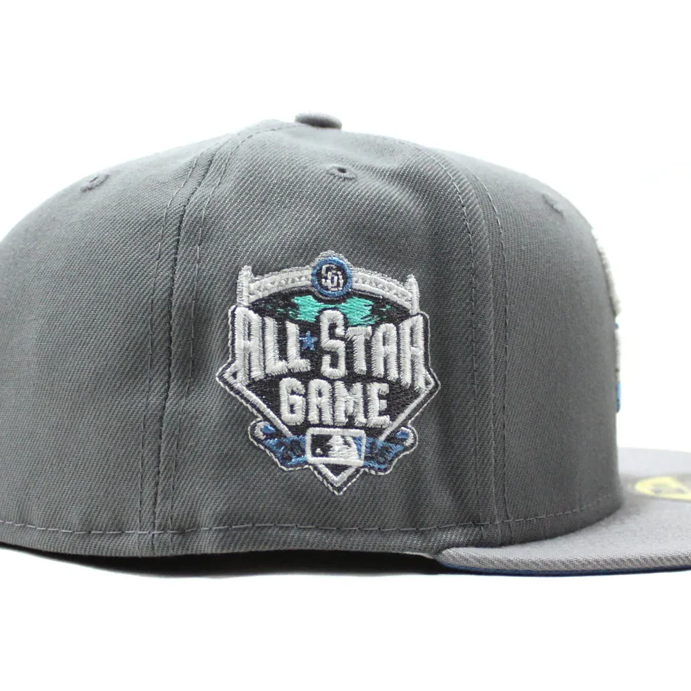 San Diego Padres 2016 All Star Game New Era Fitted 59Fifty Hat (GITD Storm Gray Light Gray Sky Blue Under Brim)