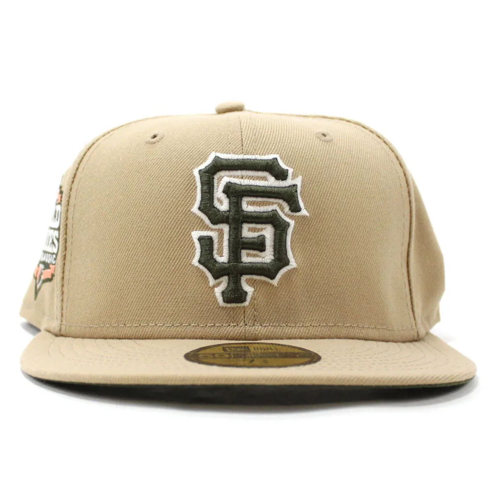 San Francisco Giants 1989 World Series  New Era 59Fifty Fitted Hat (Glow in the Dark Camel Dark Olive Green Under Brim)