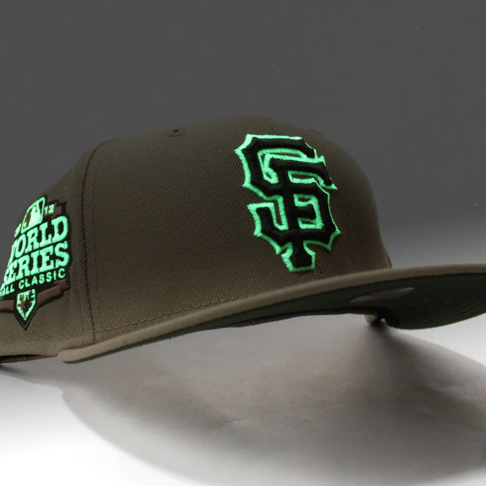 San Francisco Giants 1989 World Series  New Era 59Fifty Fitted Hat (Glow in the Dark Camel Dark Olive Green Under Brim)