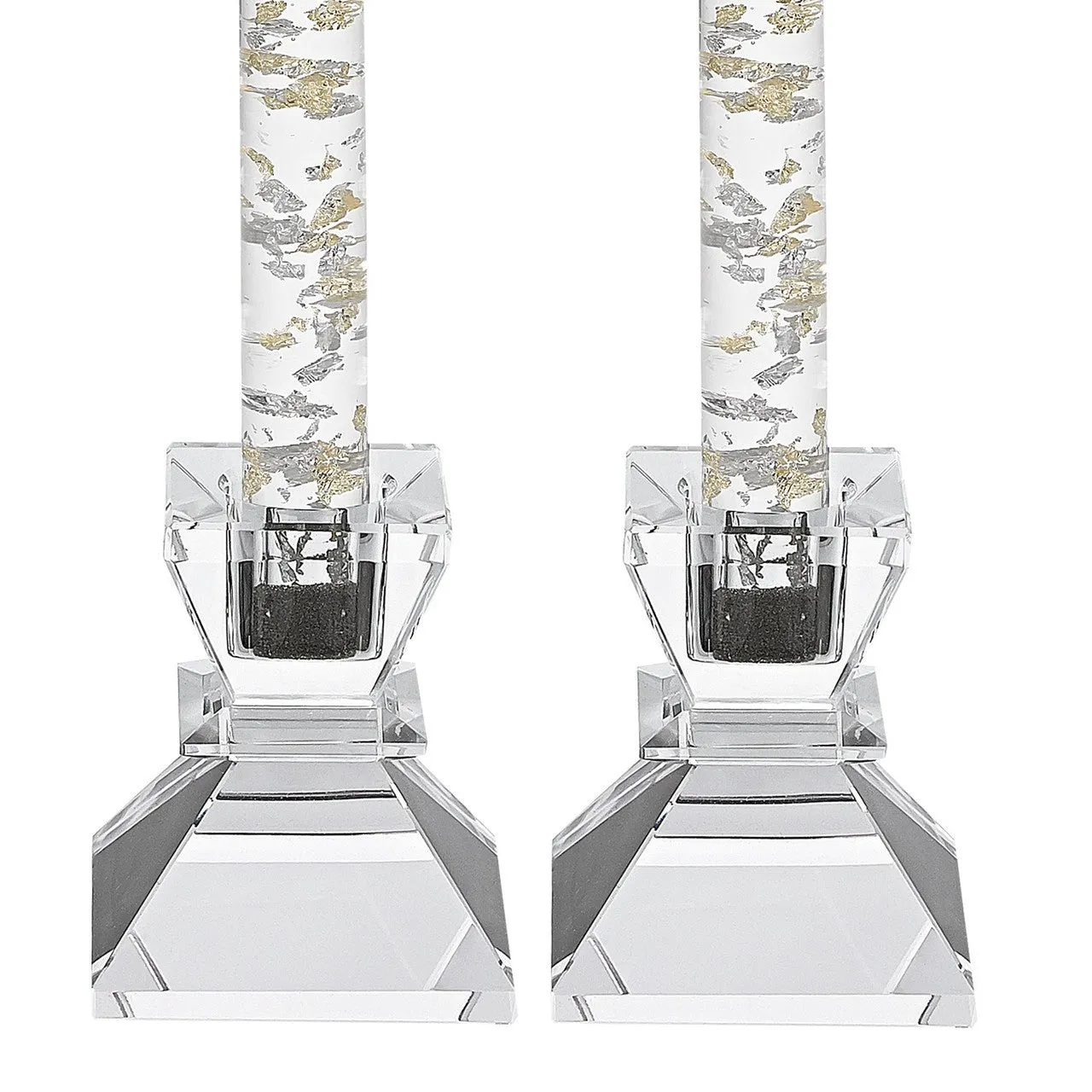 Saturn Pair of Glass Candlestick