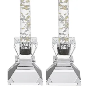 Saturn Pair of Glass Candlestick