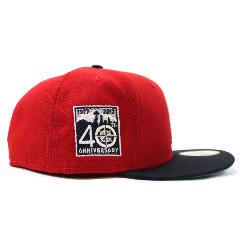 Seattle Mariners 40th Anniversary New Era 59Fifty Fitted Hat (GITD Red Navy Aqua Under Brim)