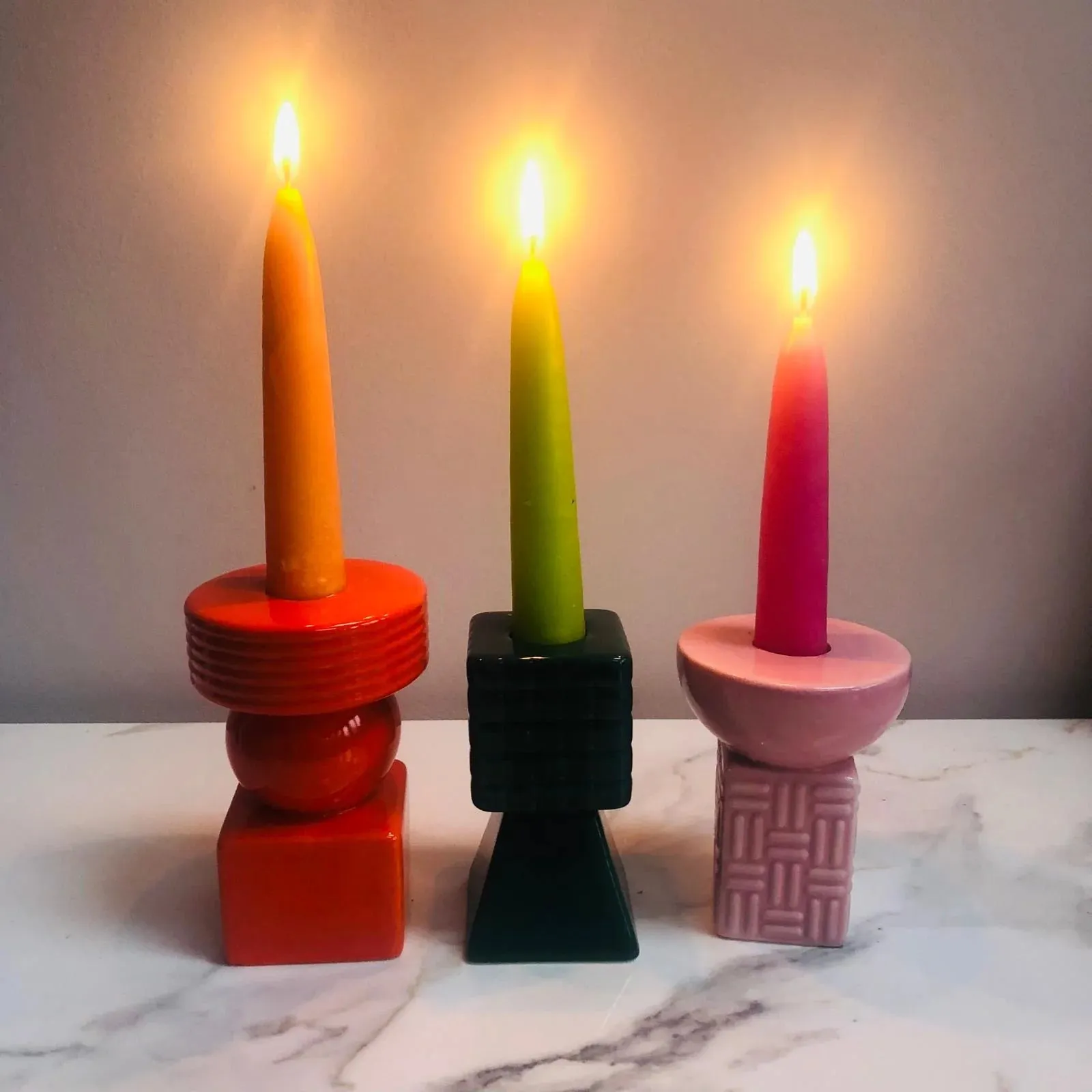 Set of 3 Ceramic Candle Holders