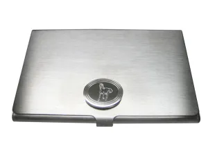 Silver Toned Etched Oval Galloping Horse Business Card Holder