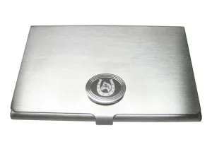 Silver Toned Etched Oval Horse and Horse Shoe Business Card Holder