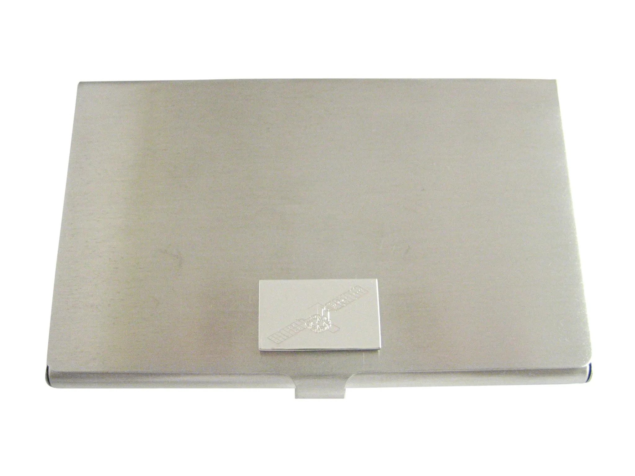 Silver Toned Etched Satellite Business Card Holder