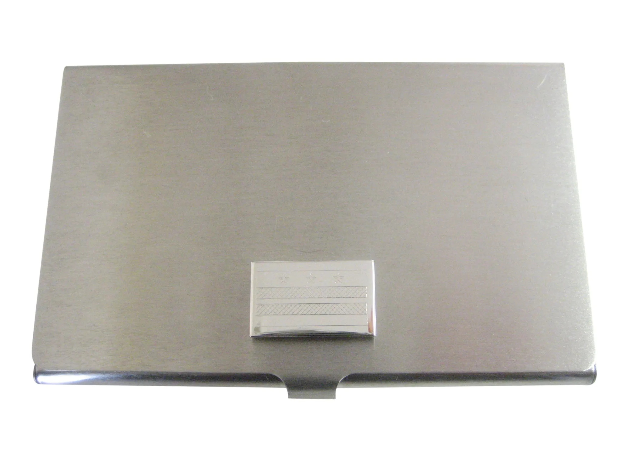 Silver Toned Etched Washington DC Flag Business Card Holder